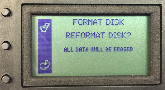 Format Disk Prompt - Power Vision CX