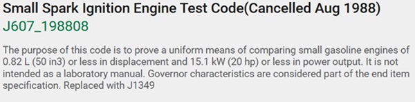 Small Spark Ignition Engine Test Code (Cancelled August 1988) J607_198808