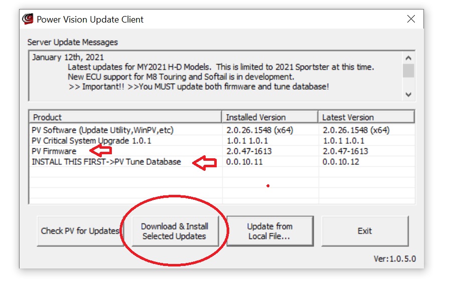 Power Vision Update Client - Download & Install Selected Updates